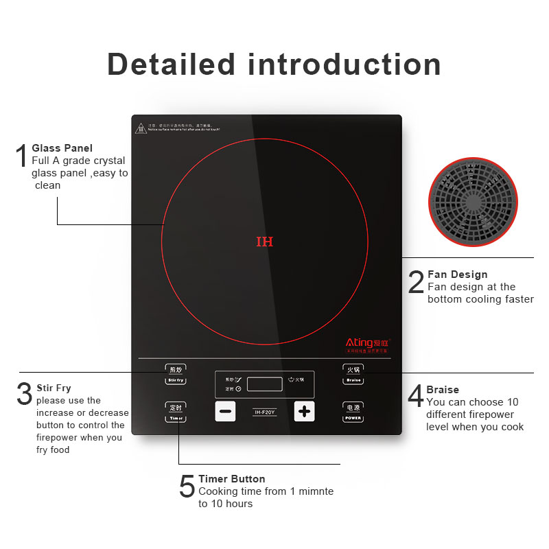 IH-F20Y, 2000W induction cooker with display, touch control induction hob