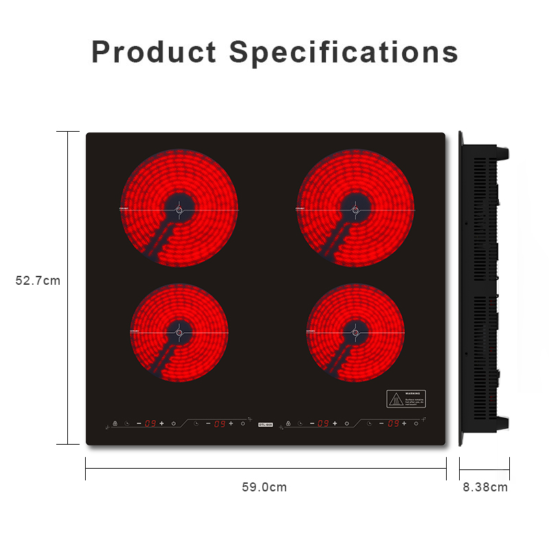 DTL-64A, 6400W built-in four burner infrared cooker