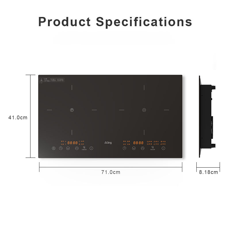 AT-35F,  3500W built-in double burner induction hob