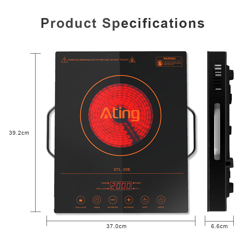 DTL-20B, 2000W infrared cooker with touch control