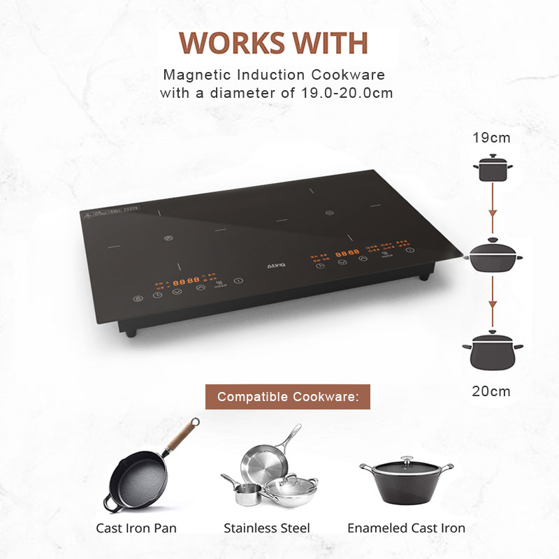 AT-35F,  3500W built-in double burner induction hob