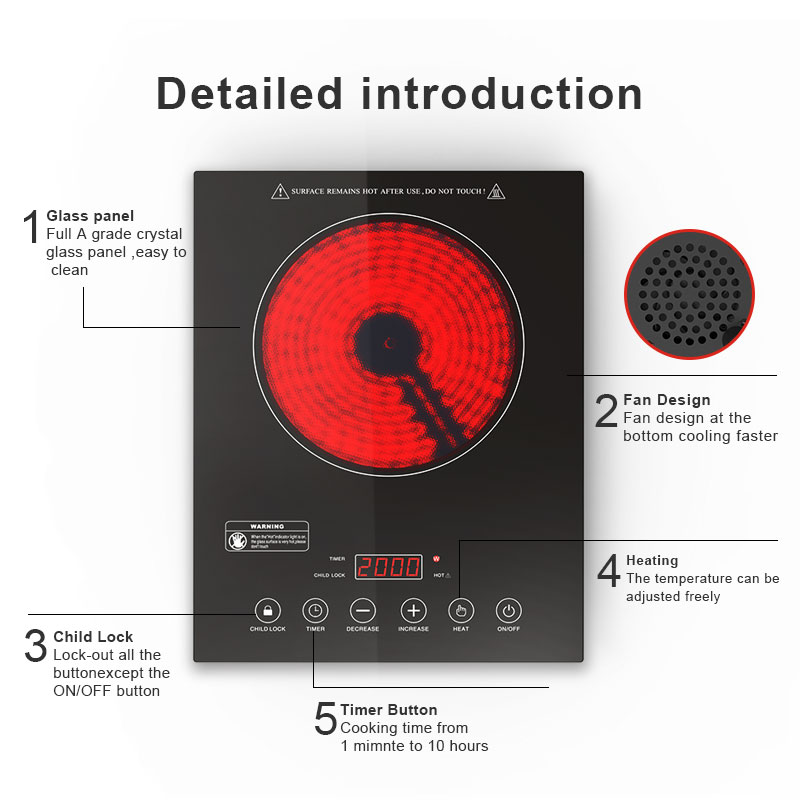 DTL-20A, 2000W infrared cooker with touch control