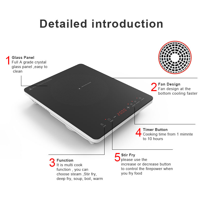 IH-F20M-B, 2000W induction cooker with touch control