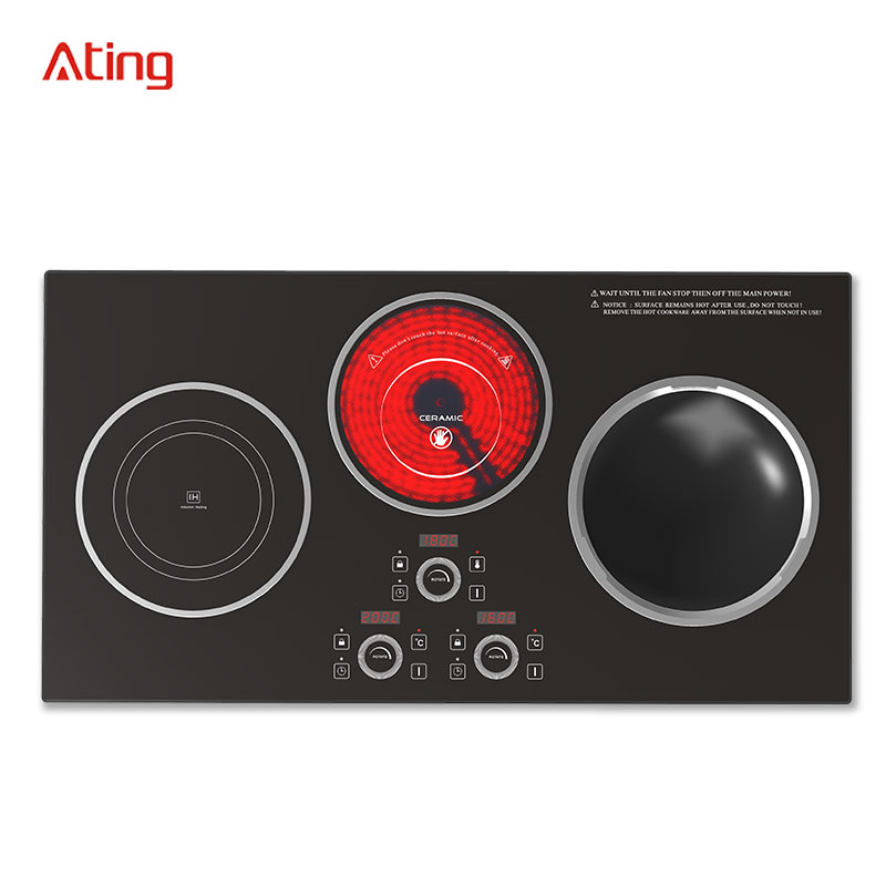 AT-999, 3400W built-in three burner induction hob