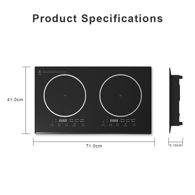 AT-35C,  3500W built-in double burner induction hob