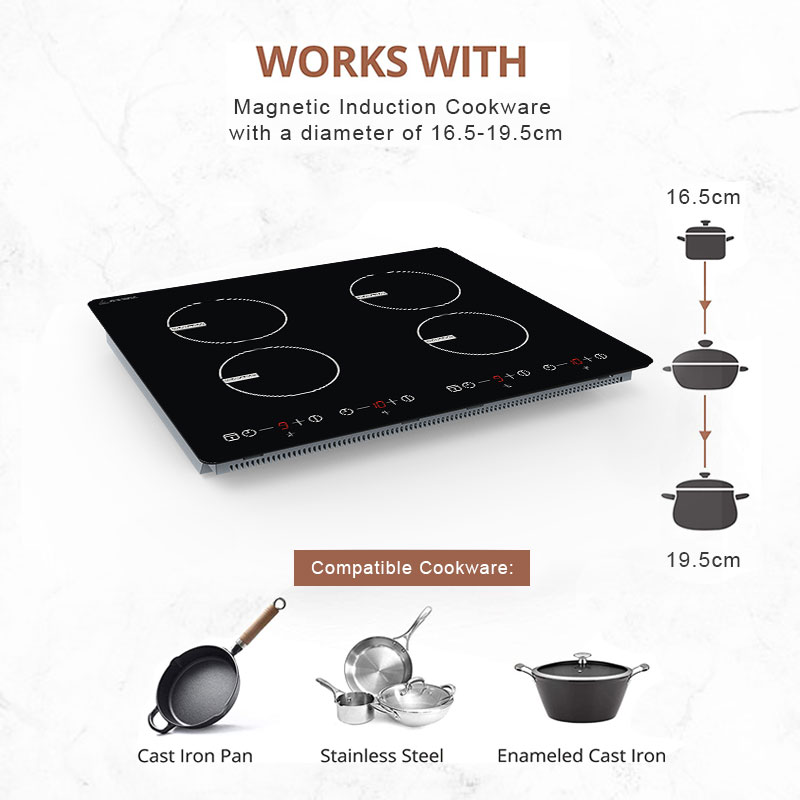 24 Inch Induction cooker IH-468A for Household, four burner Induction Hob with Boost function