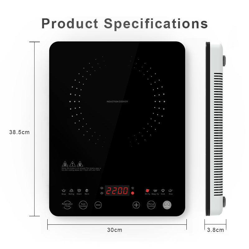 IH-CB22H, 2200W Induction cooktop, full touch sreen with colorful panel induction hob