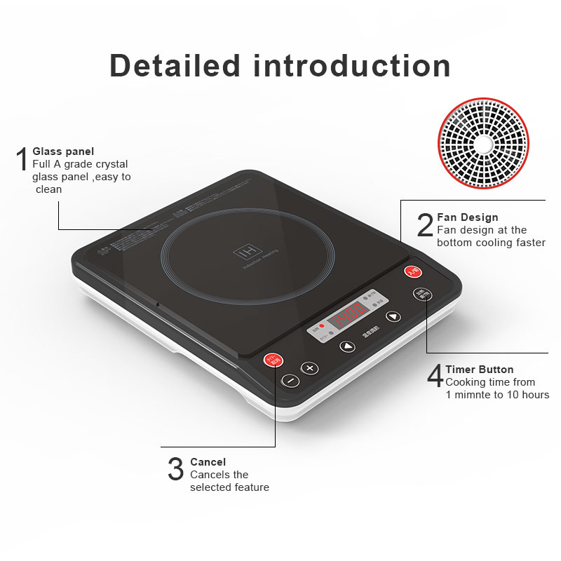 IH-14B, 1400W/100V induction cooker with push button