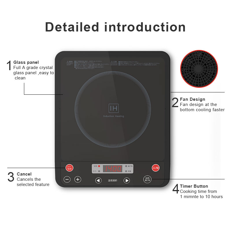 IH-14B, 1400W/100V induction cooker with push button