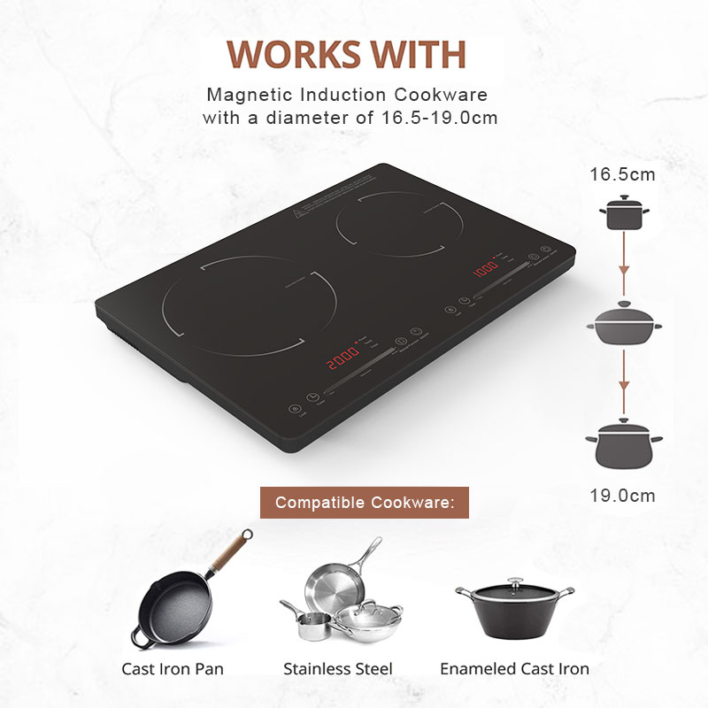 IH-230C, 3000W double burner induction hob with Slide control