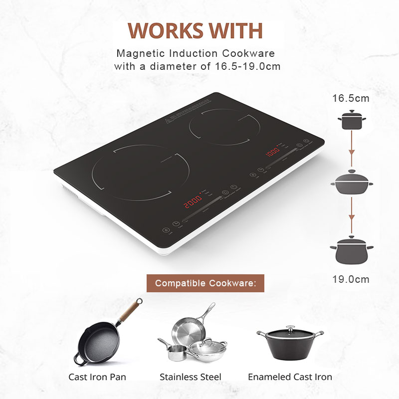 IH-230C, 3000W double burner induction hob with Slide control