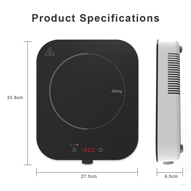 IH-F18C, 1800W/120V Induction Cooktop, touch and knob control induction hob