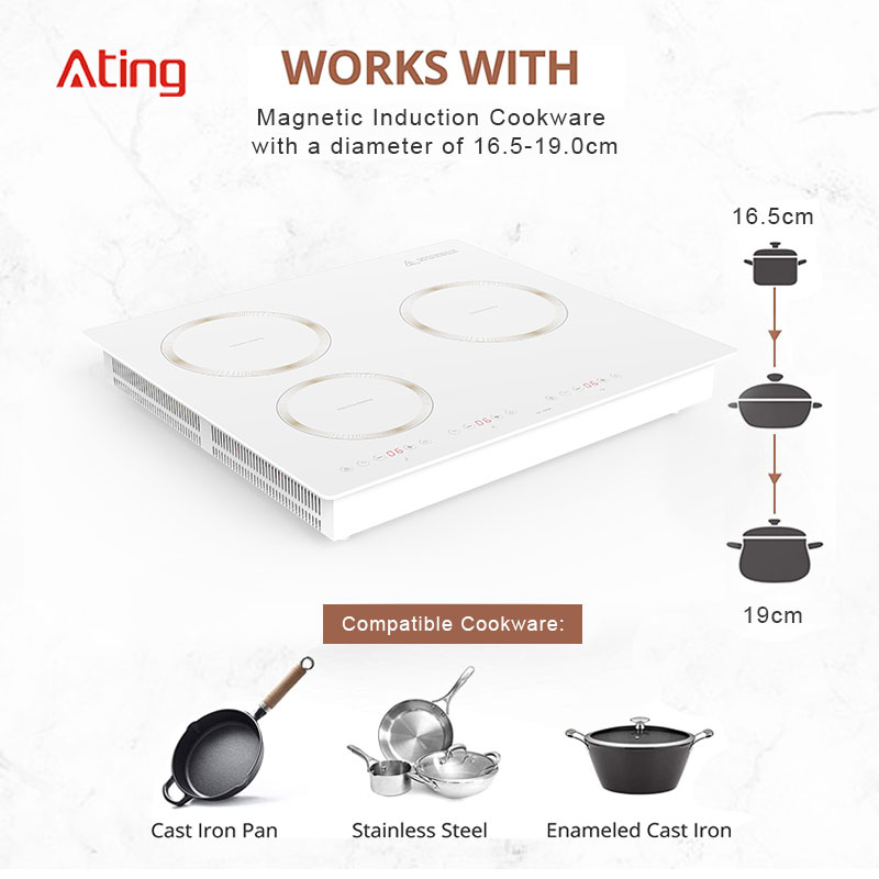 IH-54A, 5400W built-in three burner induction hob