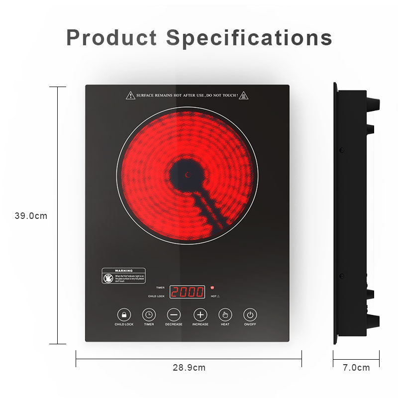 DTL-20A, 2000W infrared cooker with touch control