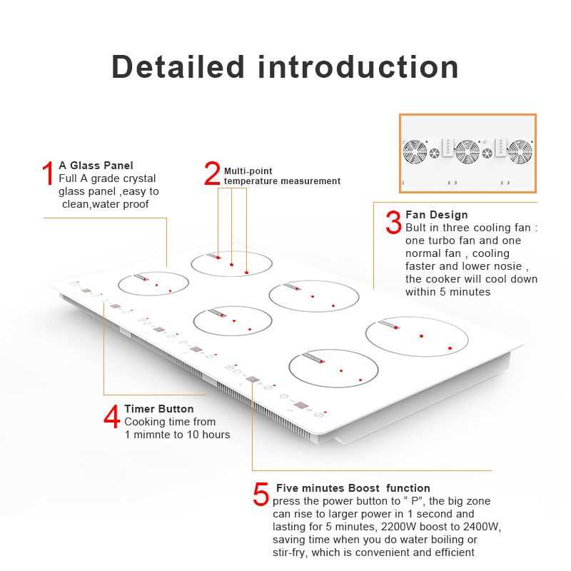 IH-102A, 10200W built-in six burner induction hob