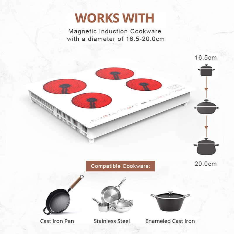 DTL-64A, 6400W built-in four burner infrared cooker