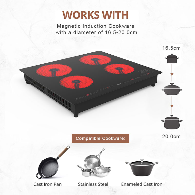 DTL-64A, 6400W built-in four burner infrared cooker