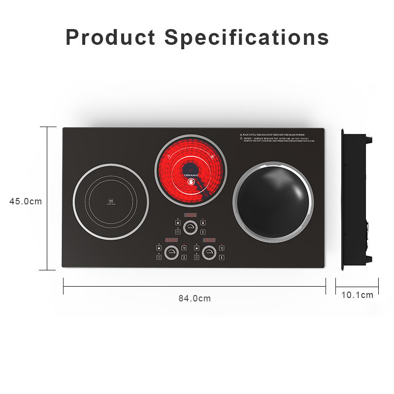 AT-999, 3400W built-in three burner induction hob