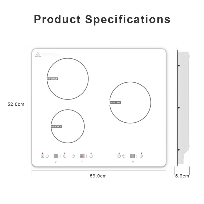 IH-356A, 5600W built-in three burner induction hob