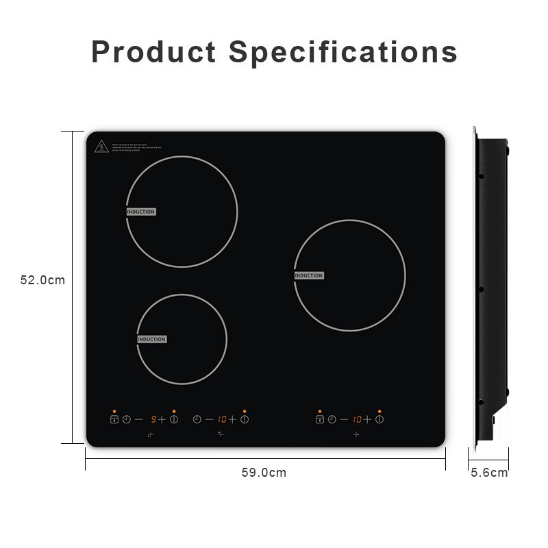 IH-356A, 5600W built-in three burner induction hob