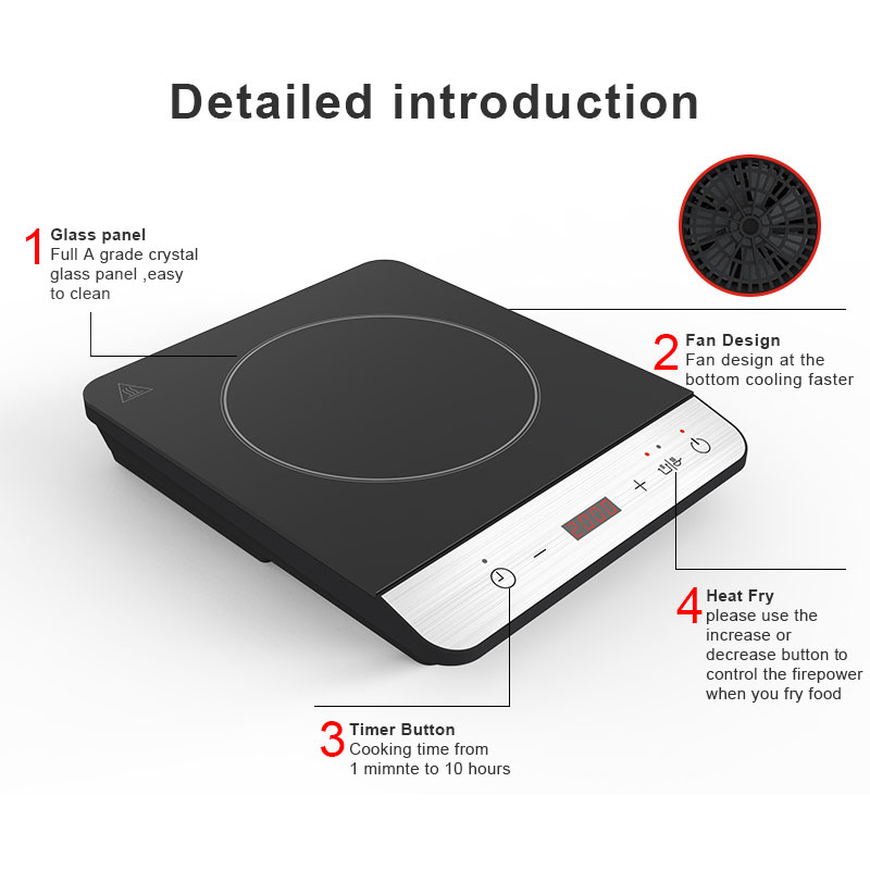 IH-F20AJ, 2000W Induction Cooker with push button, portable Induction Cooktop