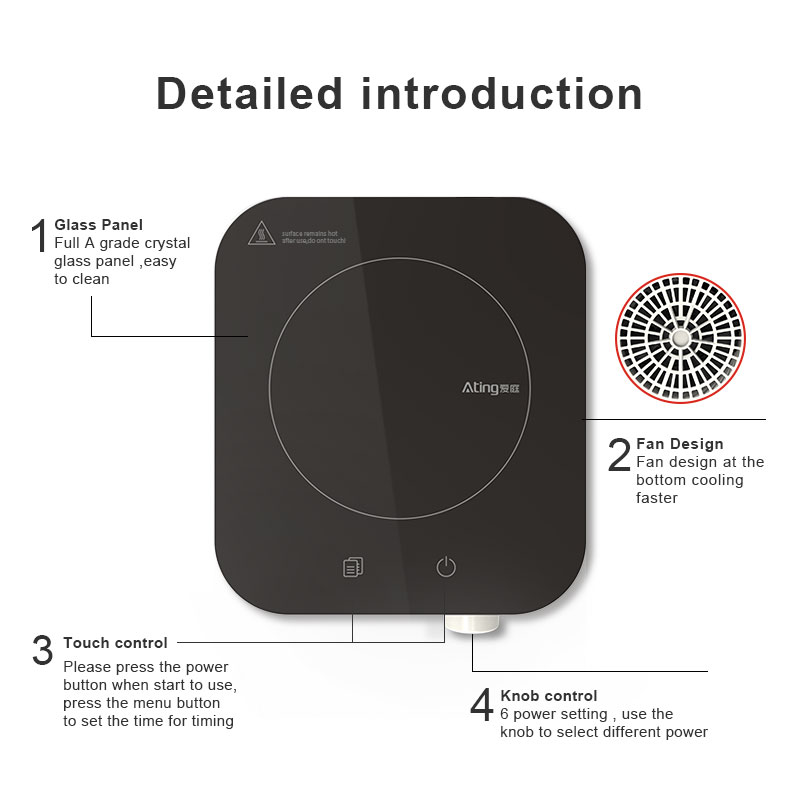 IH-S12A, 1200W Induction cooker, touch and knob control Induction Hob