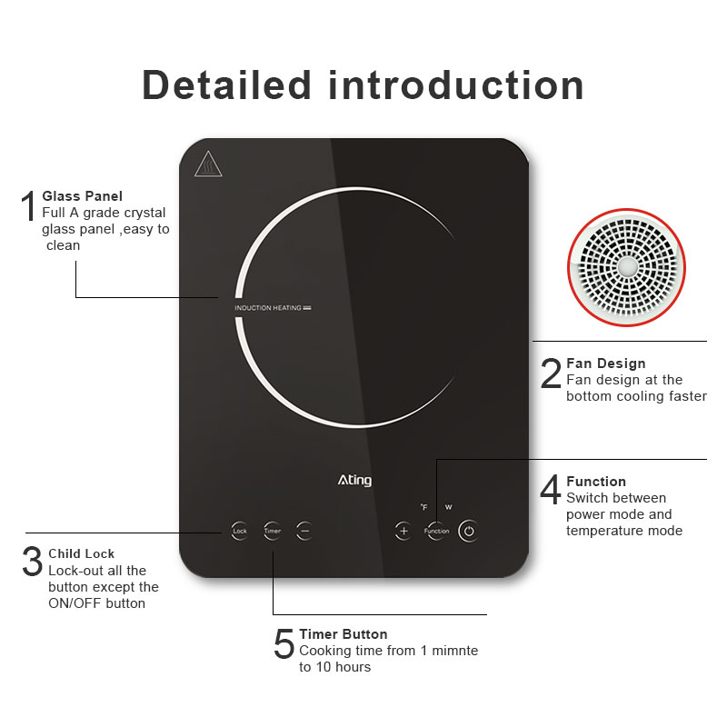 IH-F18A,1800W/120V touch control portable induction cooktop