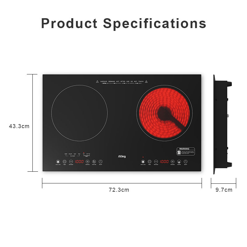 DTIH-31D,  3500W built-in double burner induction hob