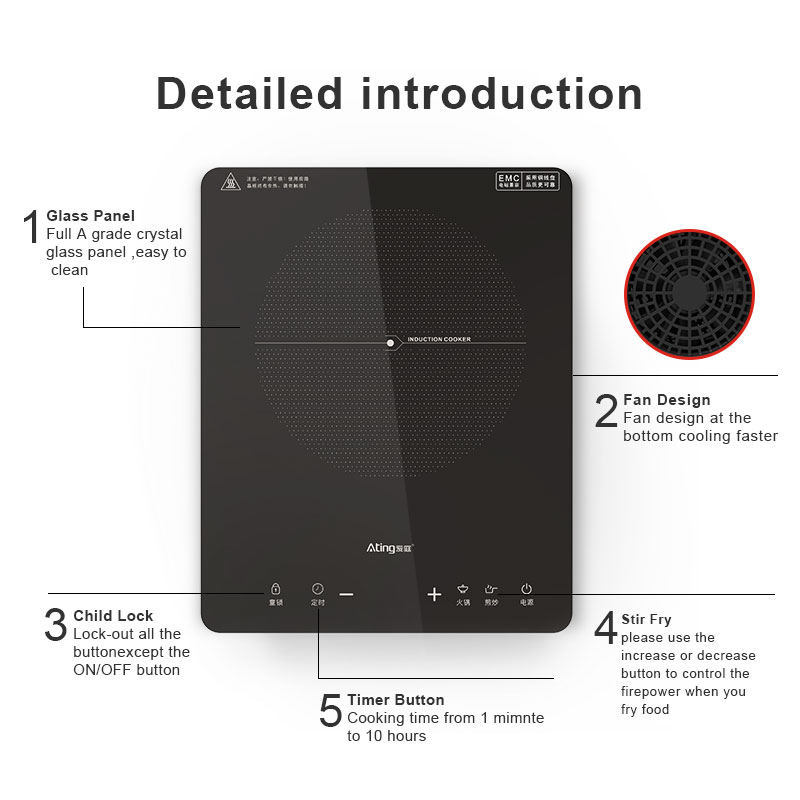 IH-F20M-B, 2000W induction cooker with touch control