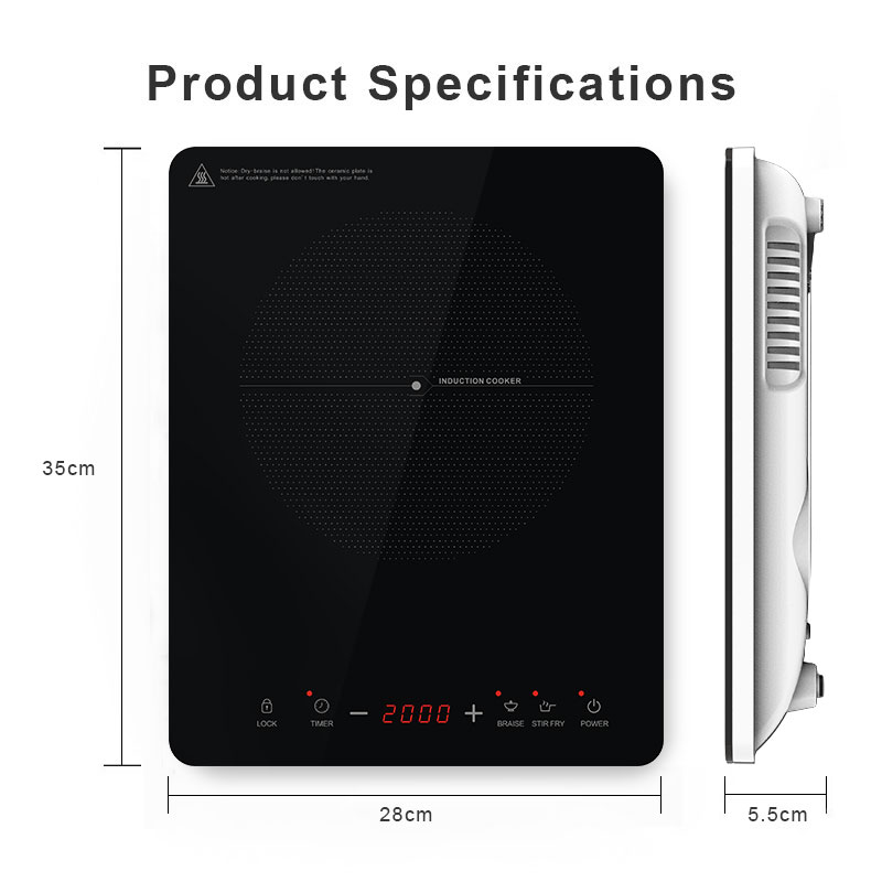 IH-F20M-B, 2000W induction cooker with touch control