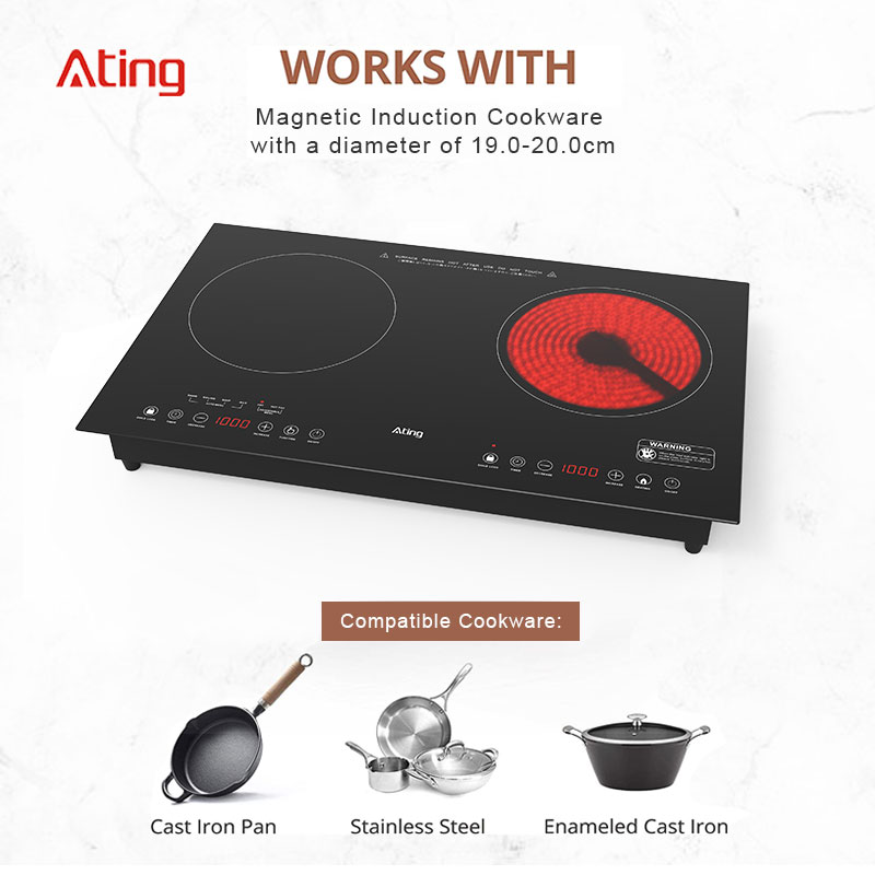 DTIH-31D,  3500W built-in double burner induction hob