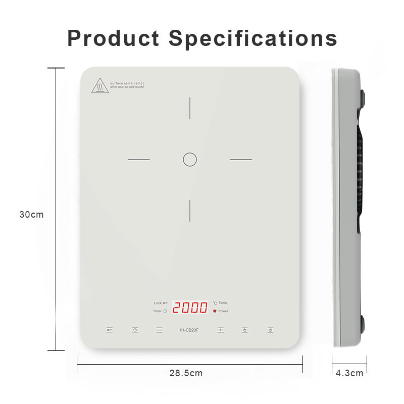 IH-CB20F, 2000W Induction cooktop, full touch sreen with colorful panel induction hob