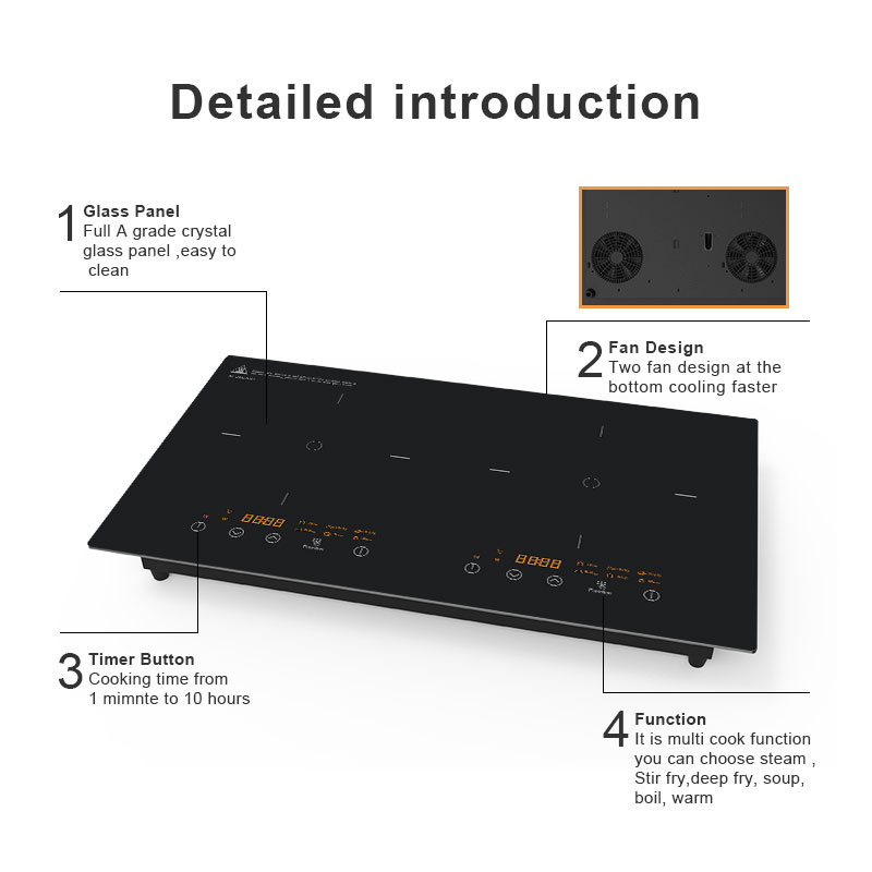 AT-35G, multi function Induction cooktop for Household, double burner 3500W Induction Hob