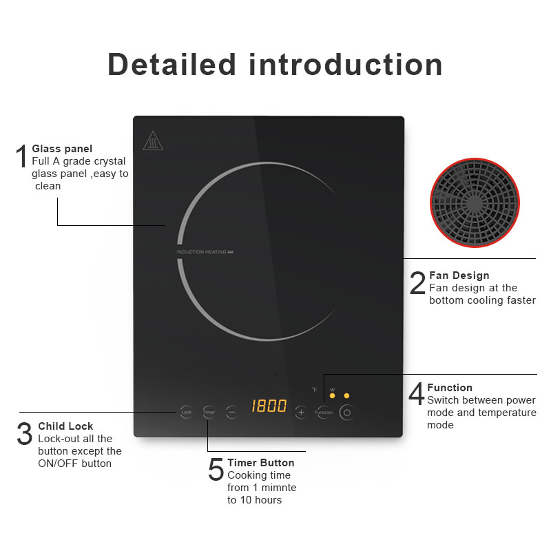 IH-FS1800A,1800W/120V touch control portable induction cooktop