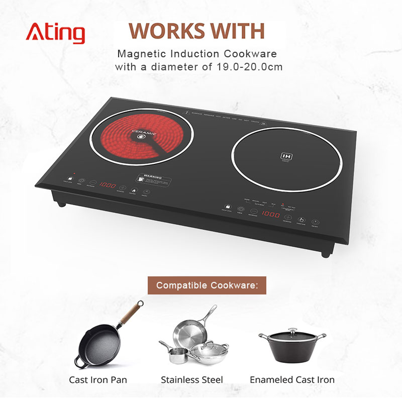 DTIH-30A,  3500W built-in double burner induction hob