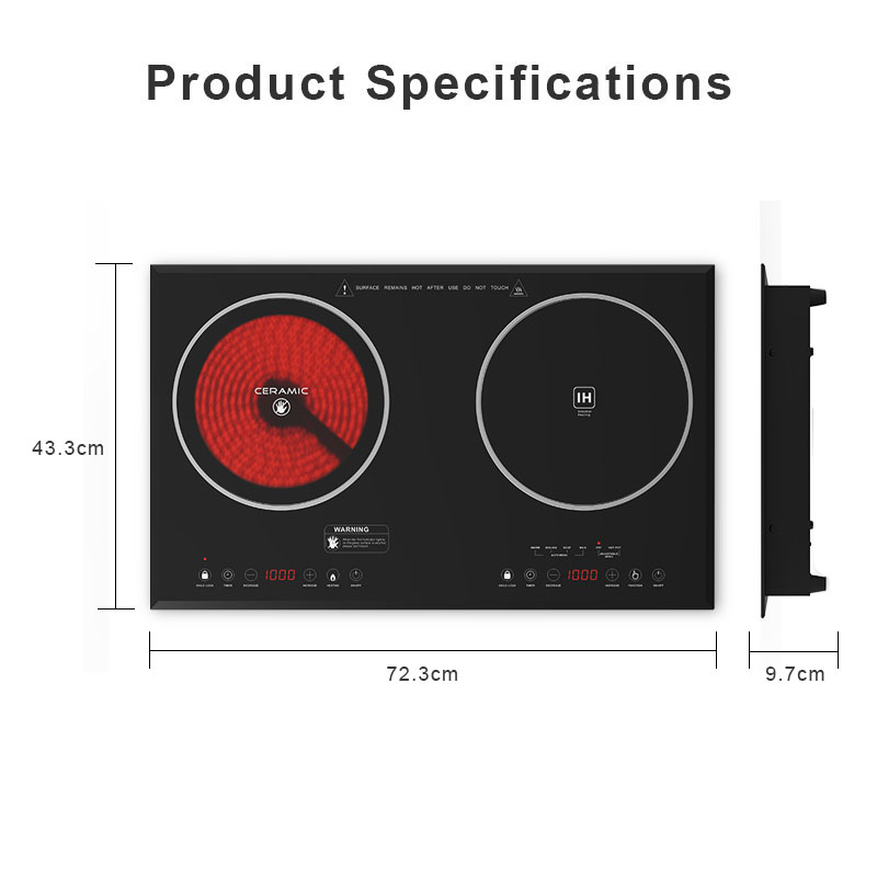 DTIH-30A、3500W嵌入式双头电磁炉