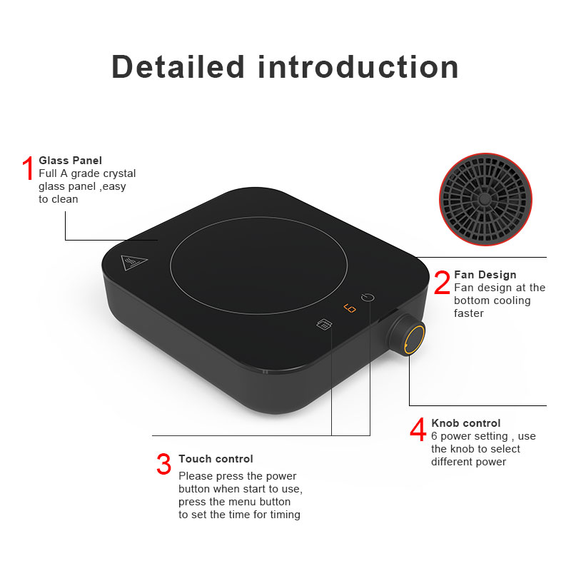 IH-S12A,1200W small size Induction cooker with knob, touch button Induction Hob