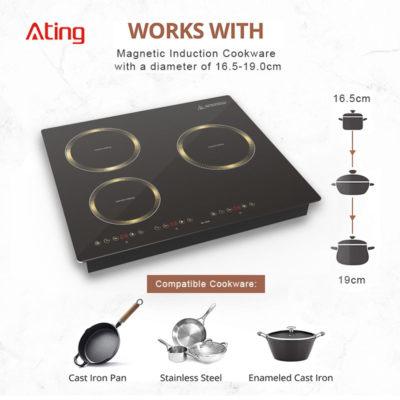 IH-54A, 5400W built-in three burner induction hob