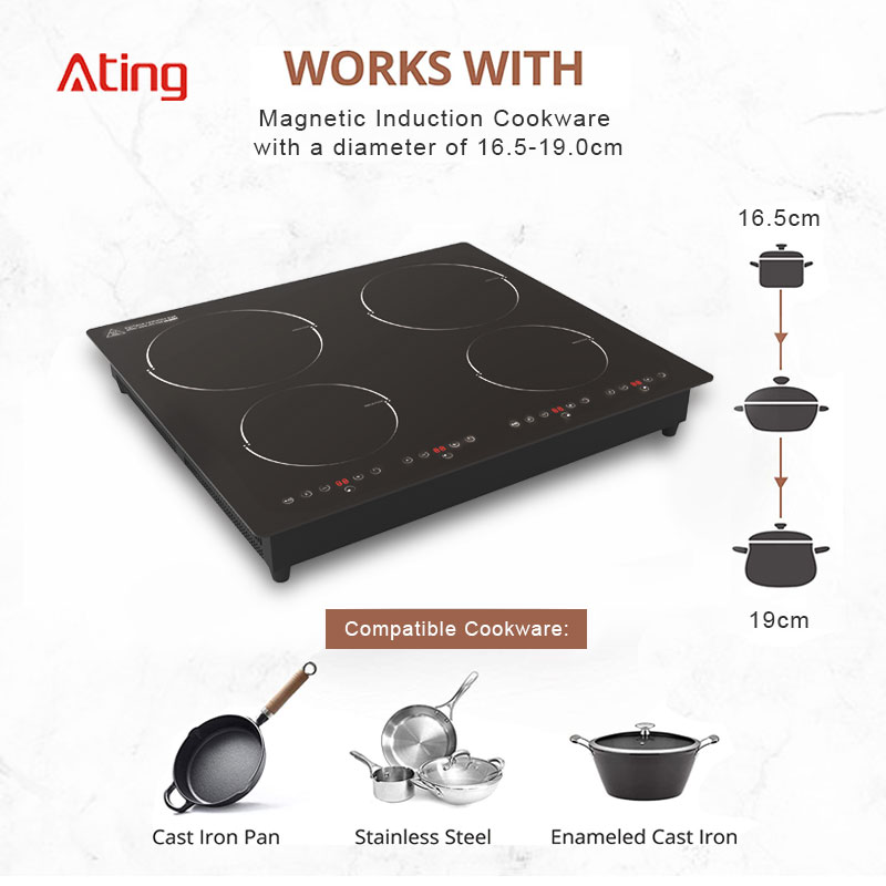 IH-64A, 6400W built-in four burner induction hob