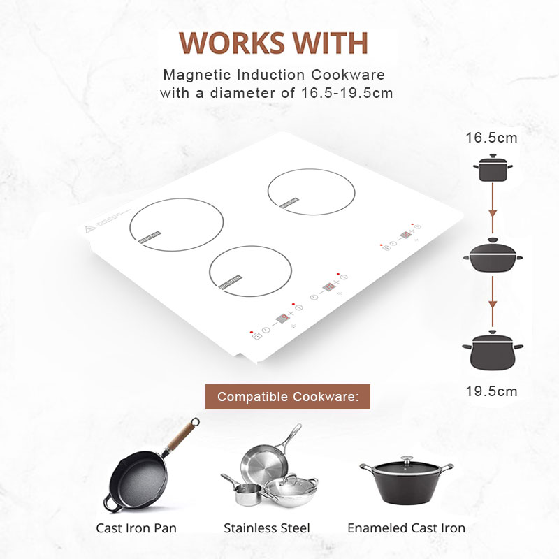 IH-356A, 5600W built-in three burner induction hob