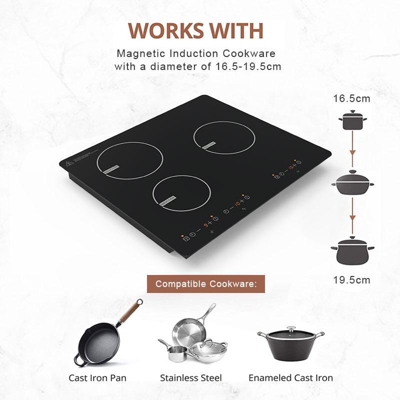 IH-356A, 5600W built-in three burner induction hob