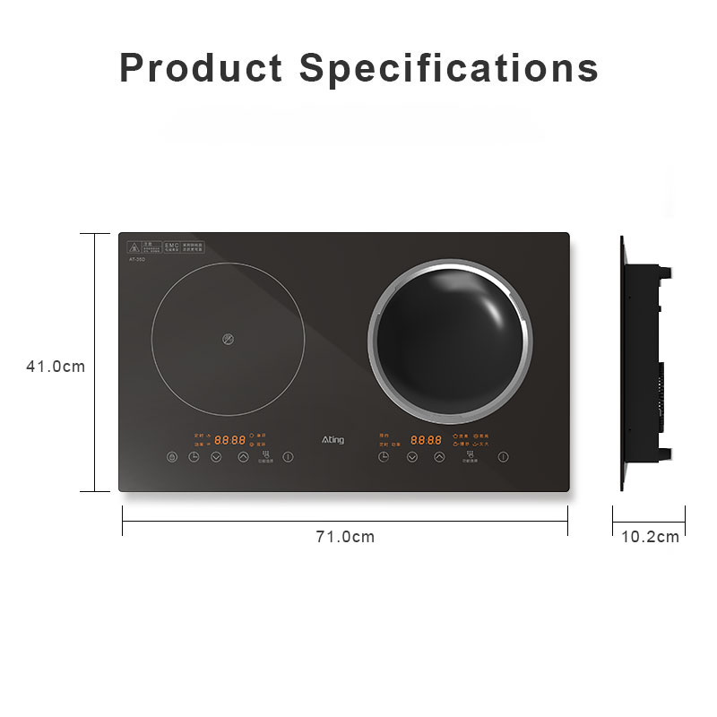 AT-35D, 3500W built-in double burner induction hob