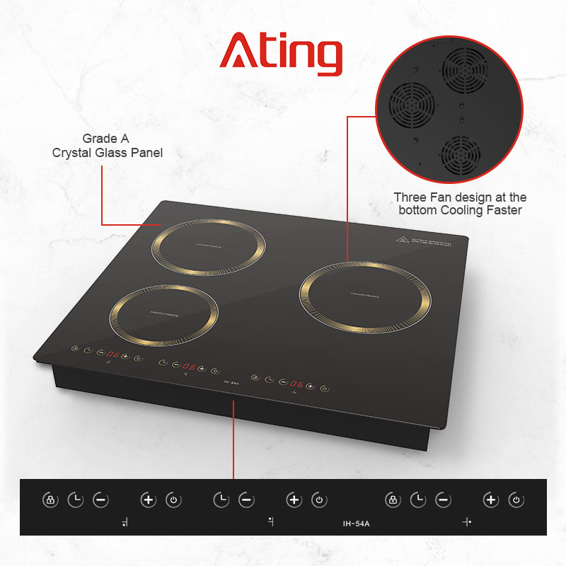 IH-54A, 5400W built-in three burner induction hob