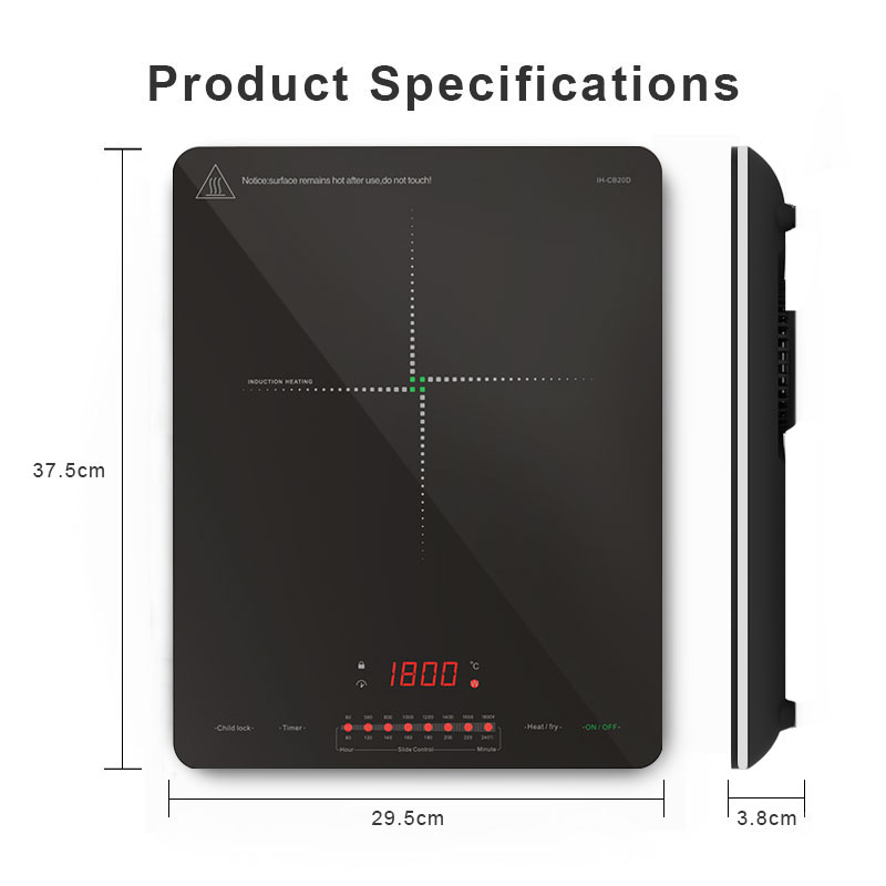 IH-CB20D, 2000W Induction cooktop with slide control