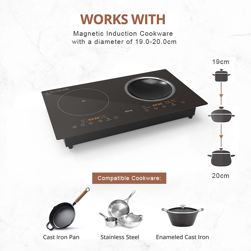 AT-35D, 3500W built-in double burner induction hob