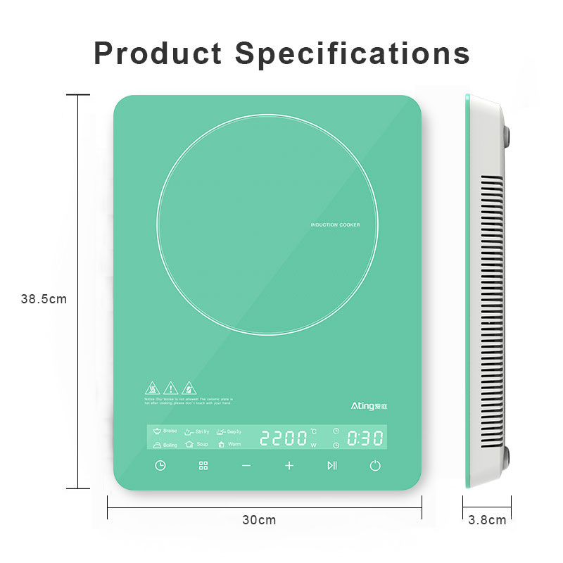 IH-CB22-NB, 2200W Induction cooktop, full touch sreen with colorful panel induction hob