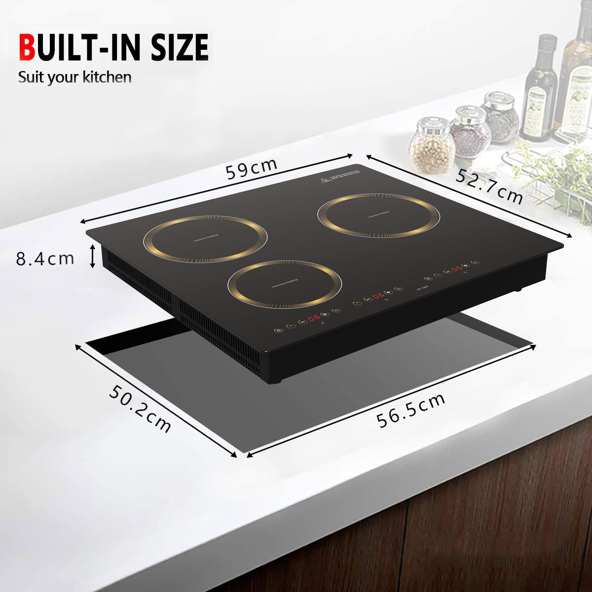 IH-54A, 5400W built-in three burner induction hob