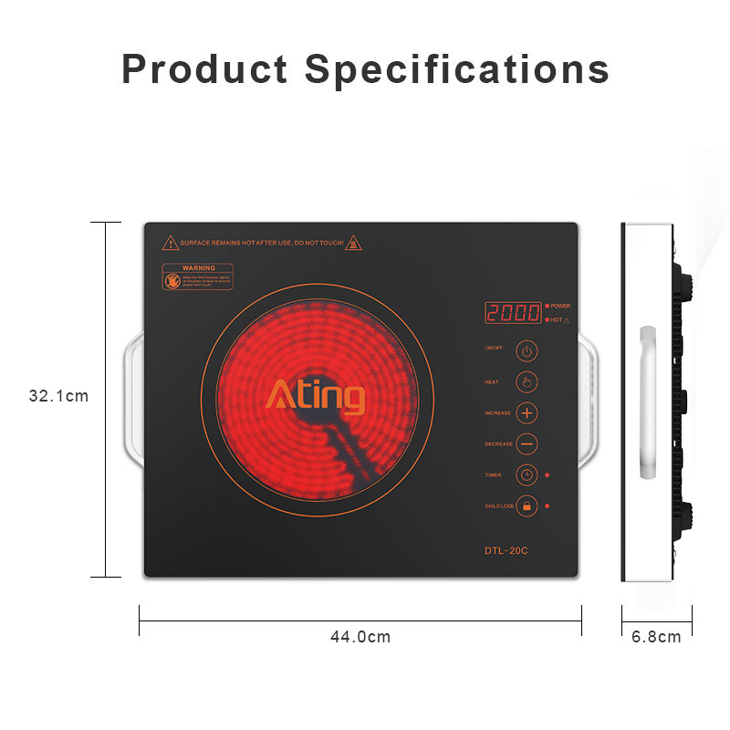 DTL-20C, 2000W infrared cooker with touch control