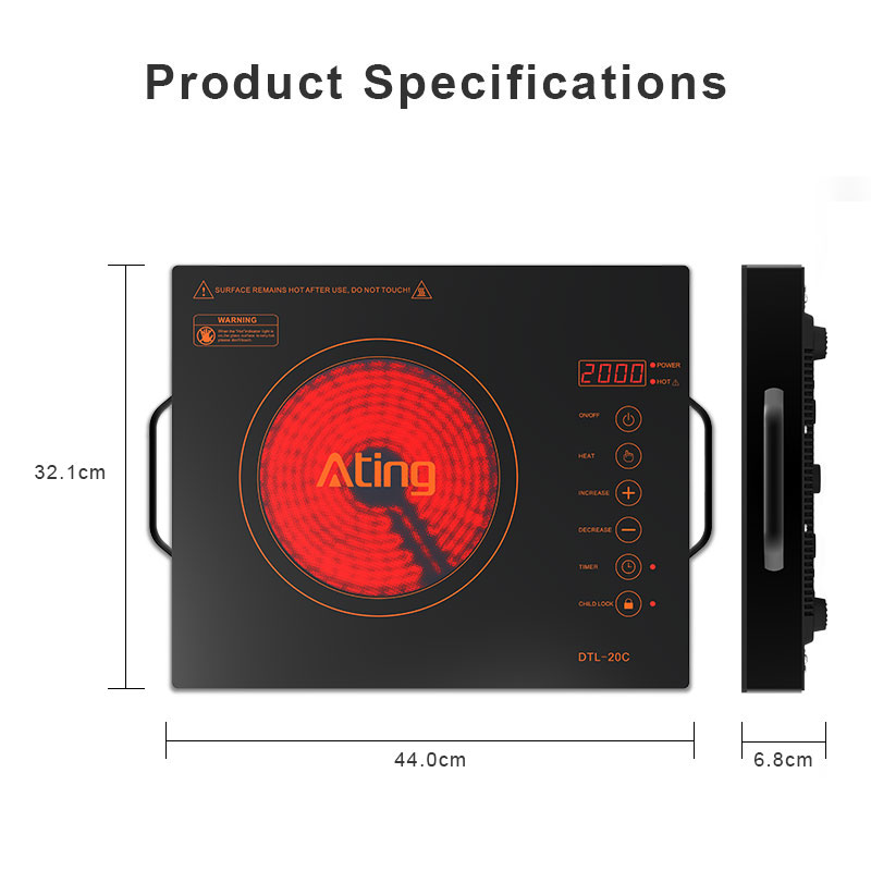 DTL-20C, 2000W infrared cooker with touch control